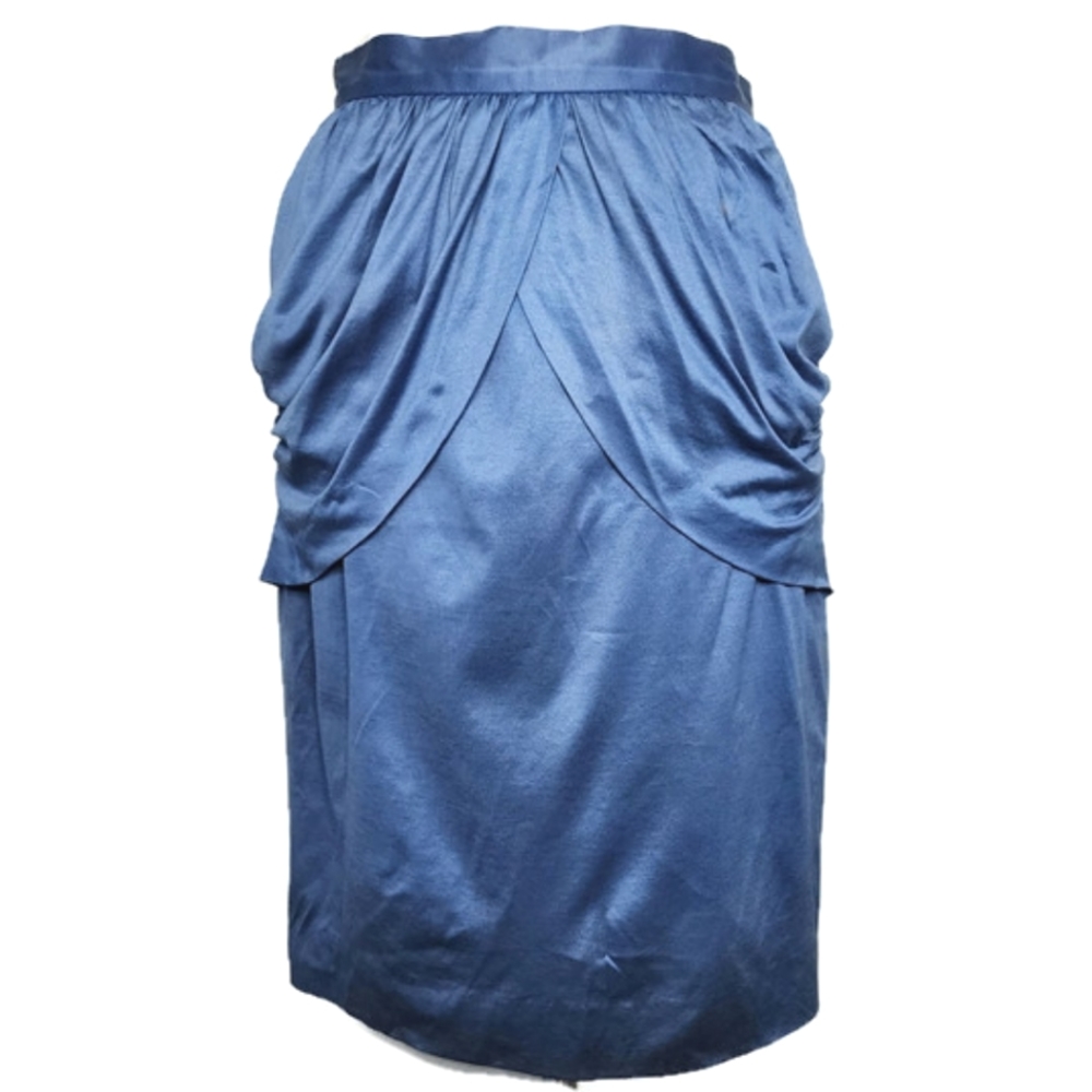 1980s Amen Wardy Blue Peplum Vintage Skirt Size 10